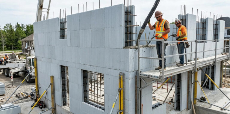 Rebar placement and concrete pour